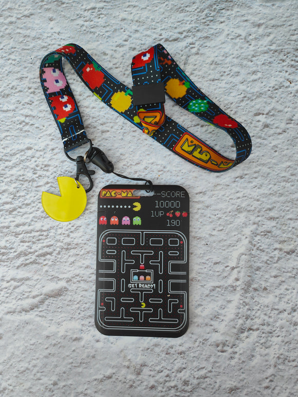 Lanière et porte badge Pac-Man